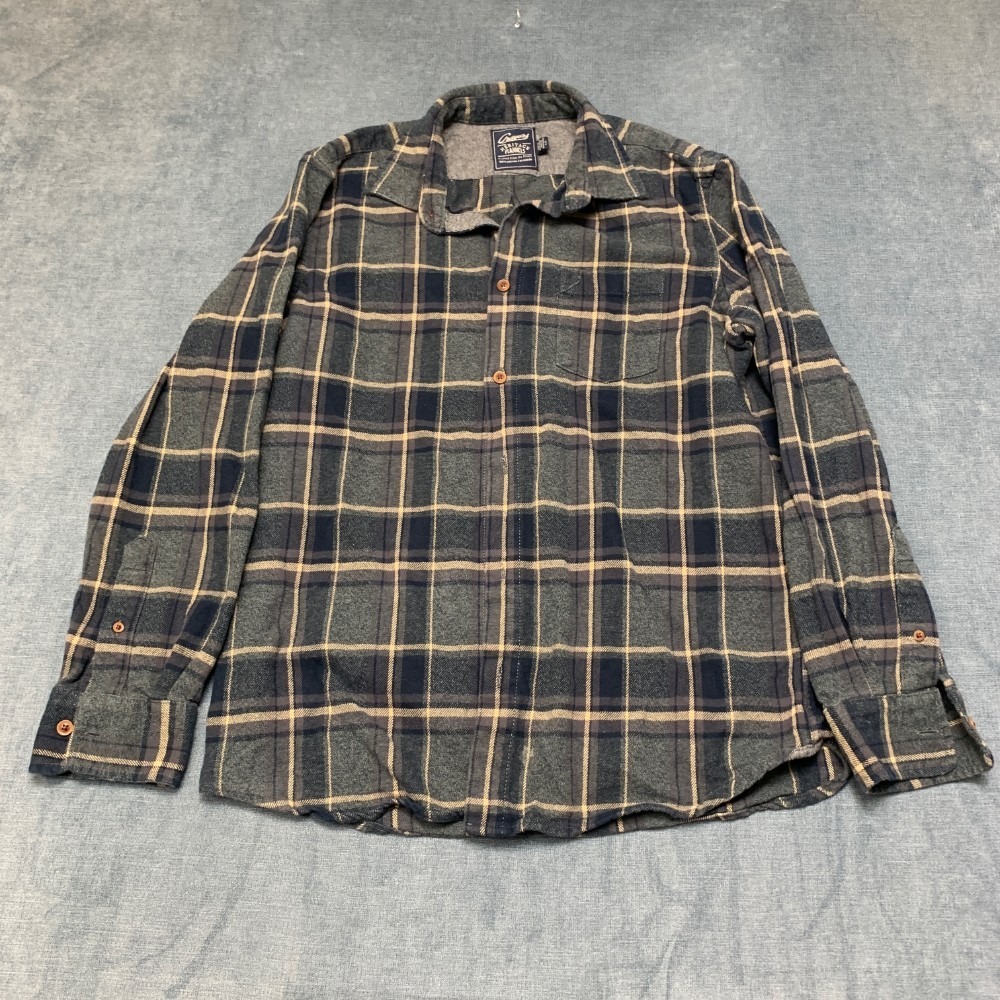 Grayers Heritage Flannel Shirt Mens Large Gray Plaid Cotton Button Up Outdoor
